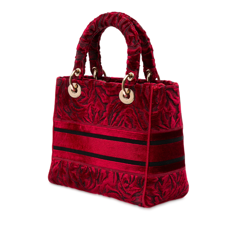 Pre-Loved Dior Medium Embroidered Velvet Roses Lady D Lite - Picture 2 of 12